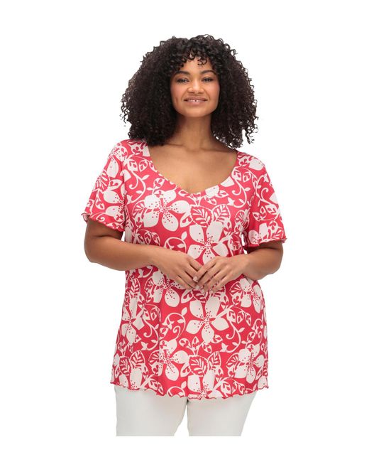 Sheego Red Große größen shirt mit blumendruck und v-ausschnitt
