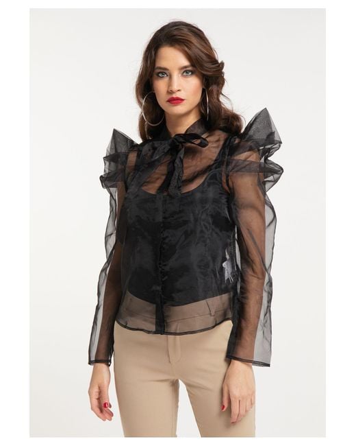 faina Black Organza Bluse Für Damen