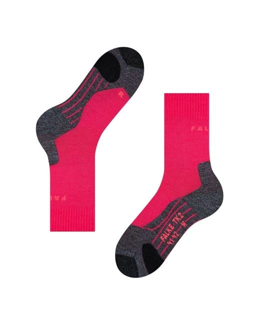 Falke Pink Socken 2er pack trekkingsocken tk 2, ergonomic, merinowoll-mix