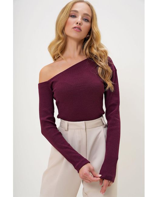 Trend Alaçatı Stili Red Burgunderrote, Schulterfreie Camisole-Bluse Mit U-Boot-Ausschnitt Für Damen