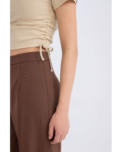 Defacto Brown Hose Mit Weitem Bein Und Hoher Taille, Standardgröße 25Sp Für Damen