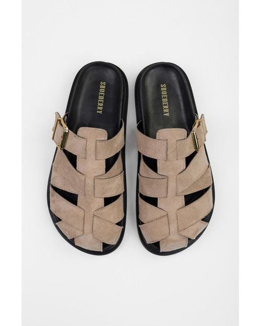 Shoeberry Black Hausschuhe Vion Nerz-Wildleder Mit Schnallendetail Für Damen