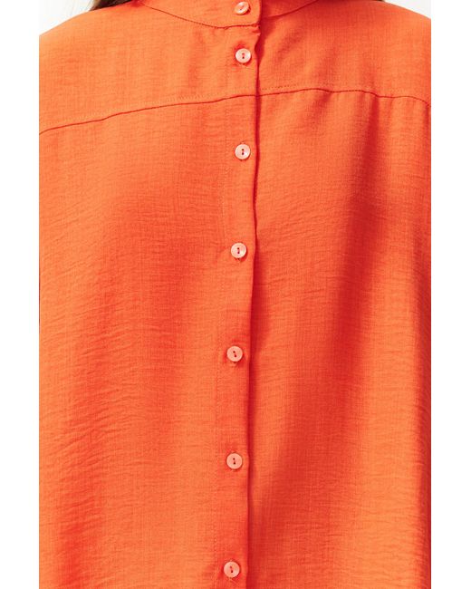 Trendyol Orange Farbenes, gewebtes aerobin-leinenhemd