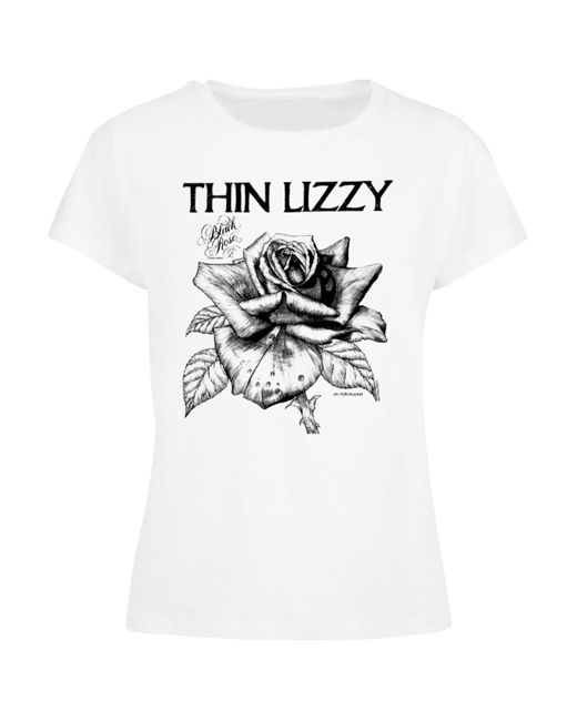 Merchcode White Ladies thin lizzy rose logo box tee