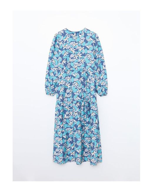 LC Waikiki Blue Lcw Modest Judge Kragen Gemustertes Kleid Für Damen