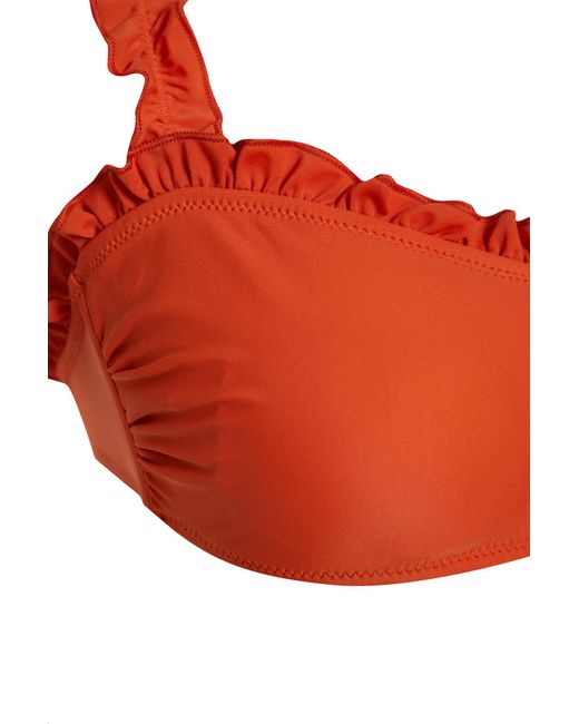 Trendyol Orange Zimtfarbener bralet-bikini mit rüschen