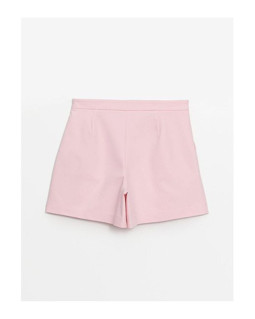LC Waikiki White Shorts Bequeme Passform, Unifarbene Leinenoptik Für Damen