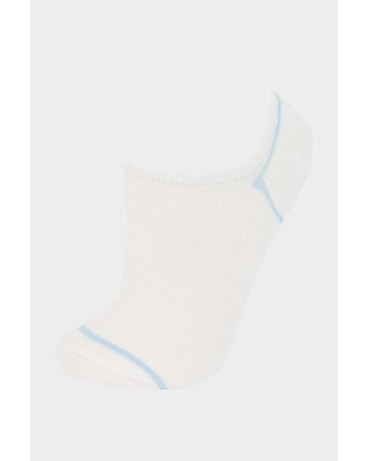 Defacto White 3-Teilige Sneaker-Socken Aus Baumwolle E2088Axns Für Damen