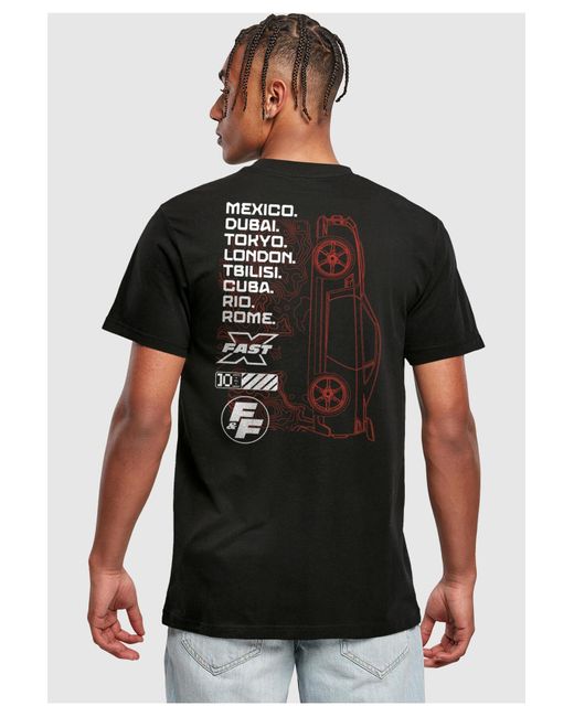 Merchcode Fast x cities t-shirt in Black für Herren