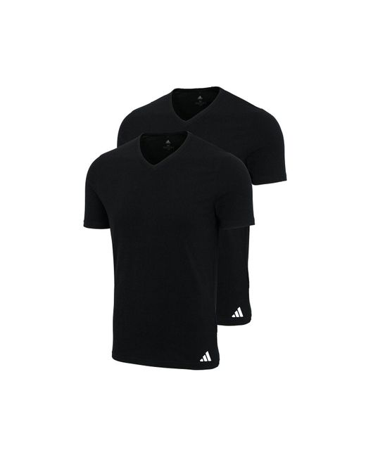 Adidas T-Shirts, 2Er-Pack V-Neck Shirt Active Flex Cotton, Einfarbig Für Herren in Black für Herren