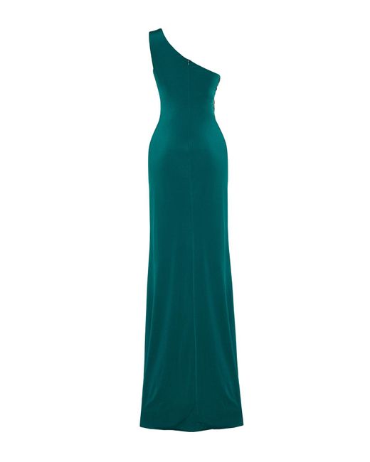 Trendyol Green Smaragdes accessoire aus gewebten steinen. detailliertes langes abendkleid tprss24ae00187