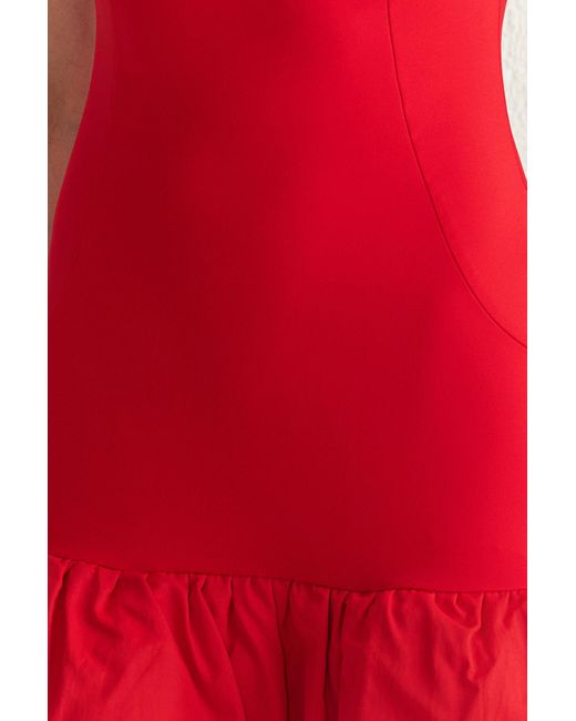 Trendyol Red Roter Ballonrock, Detailliertes, Innen Mit Shorts Gefüttertes, Gewebtes Kurzes Abendkleid, Nachtabendkleid Für Damen