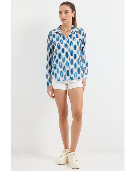 Bigdart Blue 3964 Modell Leichtes Satinhemd B. Für Damen