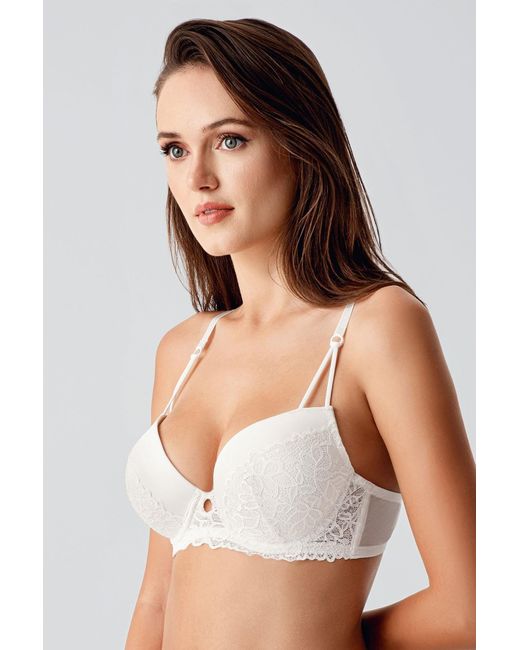 C&City White Spitze Detaillierte Push Up Milch Englisch Name (C18415) Farbe Für Damen