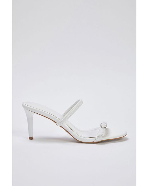 Trendyol Natural Weiße Sandalen Mit Schnalle Und Doppeltem Verwendungszweck, Dünner Absatz, Mandelzehe, Sandalen Mit Absatz Für Damen