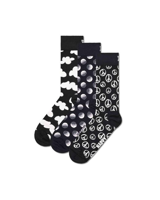 Happy Socks Black 3er pack unisex socken geschenkbox, gemischte farben - 41-46