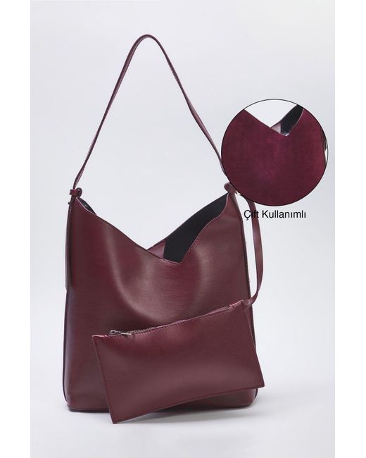 Trendyol Purple Burgunderrote Umhängetasche Midi Puppy Mit Doppeltem Verwendungszweck Für Damen