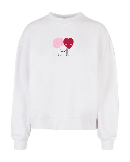 Merchcode White Umarmungen & Liebe Emotionales Gleichgewicht Oversized Crewneck Für Damen