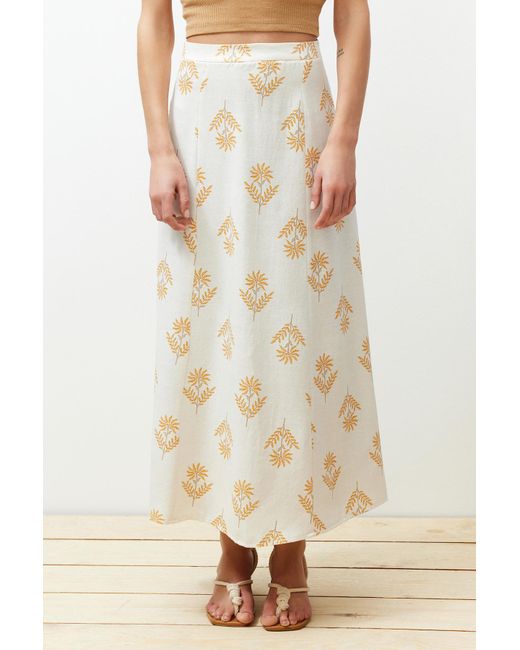 Trendyol White Ecrufarbener, Floral Gemusterter A-Linien-Rock