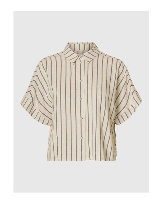 SELECTED Natural Crop-Bluse Streifen Für Damen