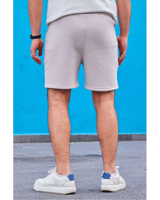 Trendyol Dicke, Mit Fleece Geprägte, Bedruckte Shorts – Reguläre Passform Für Herren in Blue für Herren