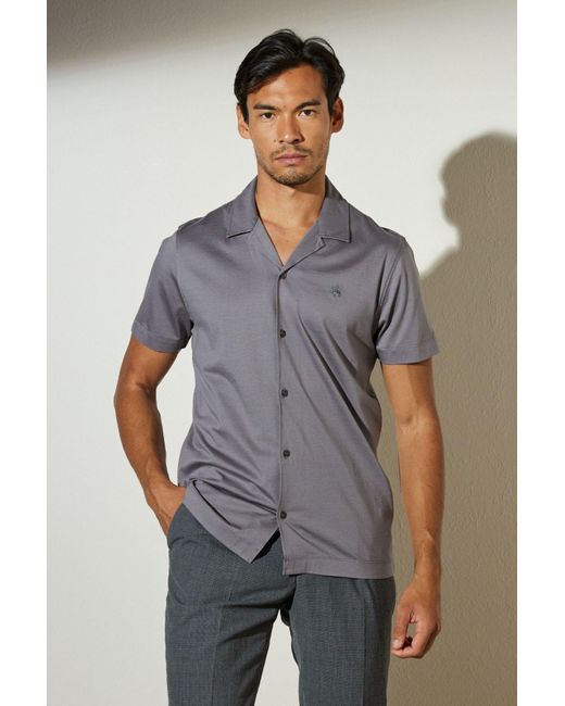 Brooks Brothers Graues, Gemustertes Hemd Mit Apash-Kragen Und Bequemer Passform Für Herren in Blue für Herren
