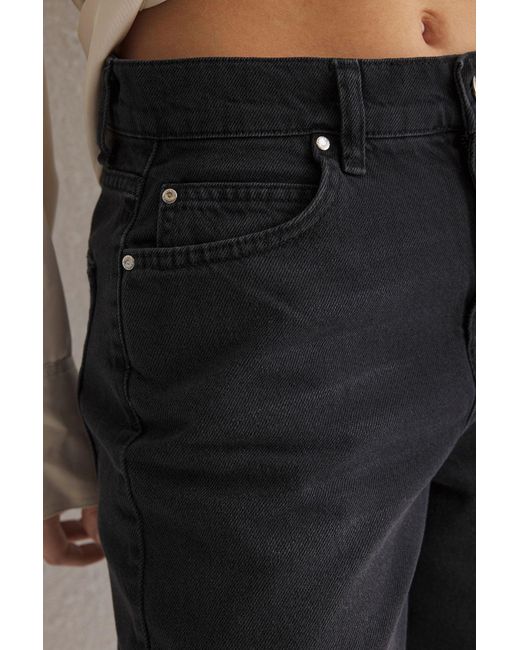 Trendyol Blue Schwarzer Denim-Bermuda Mit Hoher Taille Für Damen