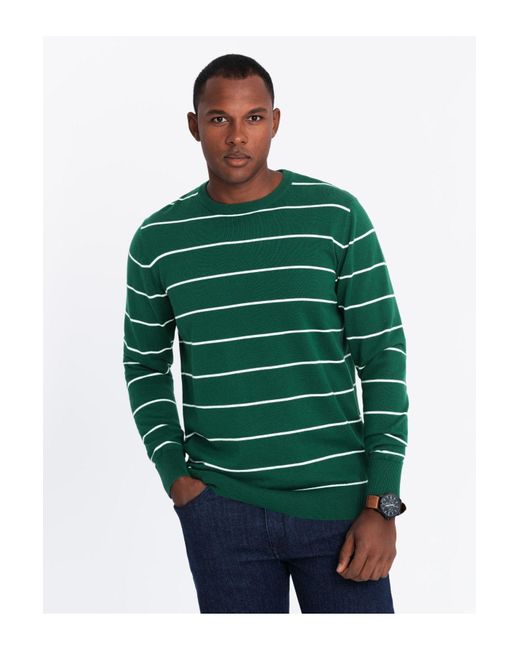 Ombre Lässiger Pullover Mit Querstreifen V4 L Für Herren in Green für Herren