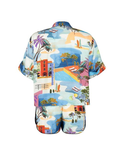 Trendyol Multicolor Gewebtes hemd-shorts-set mit landschaftsmuster
