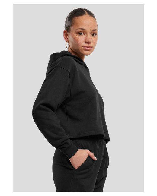 Urban Classics Black Ladies oversized cropped hoodie aus leichtem frottee