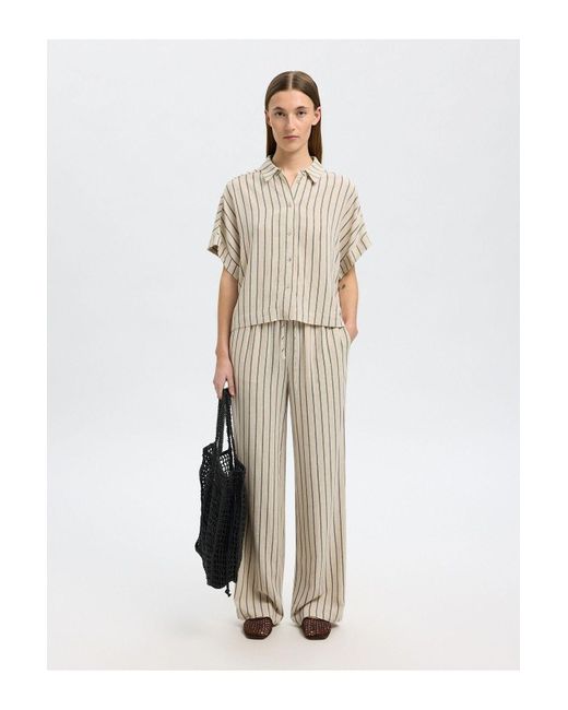 SELECTED Natural Crop-Bluse Streifen Für Damen