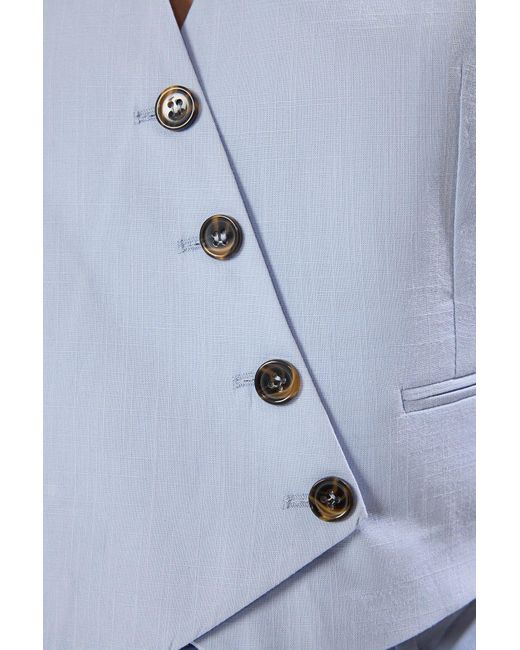 Trendyol White Hellblaue, Bauchfreie Weste Mit Knopfdetail Und Gewebtem Leinen-Look