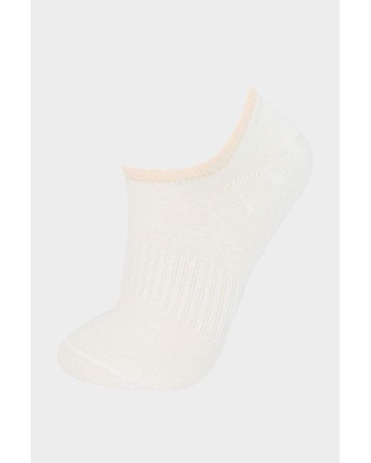 Defacto White 3-Teilige Sneaker-Socken Aus Baumwolle E2090Axns Für Damen