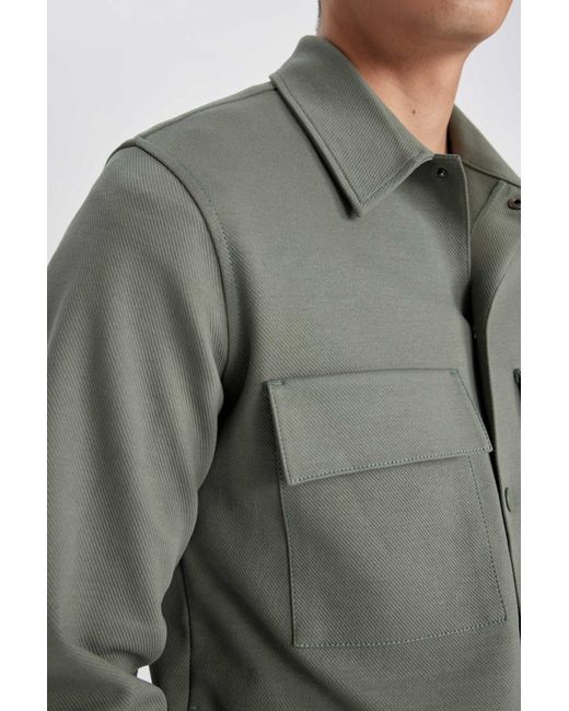 Defacto Hemdjacke mit polokragen in normaler passform in Gray für Herren