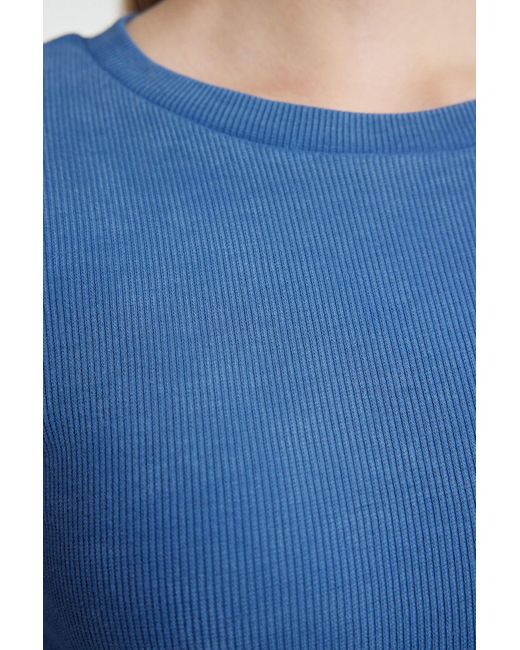 Trendyol Blue Dehnbare Bluse Mit Spanischen Ärmeln Und Kordelzug Antik, Blasser Effekt Twoaw25Bz00159 Für Damen