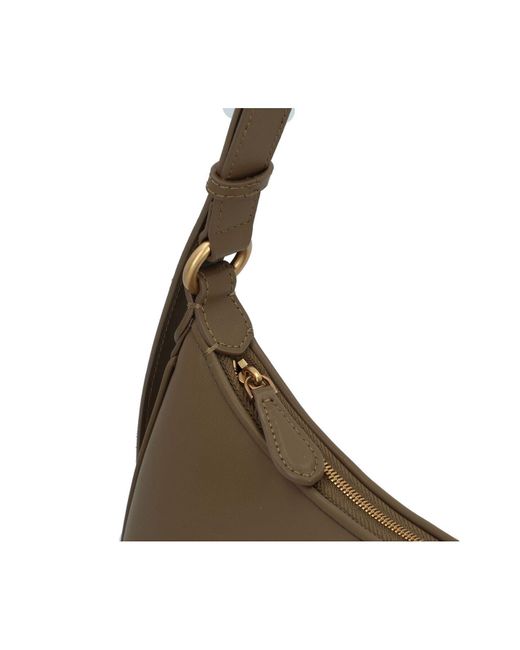 Pinko Brown Half Moon Schultertasche Leder 26 Cm Für Damen
