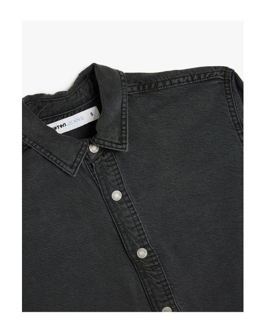 Koton Basic-Jeanshemdjacke Aus Baumwolle Für Herren in Black für Herren