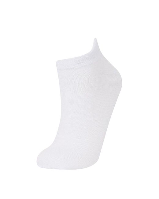 Defacto White 3-Teilige Baumwollstiefel Socken E2143Axns Für Damen