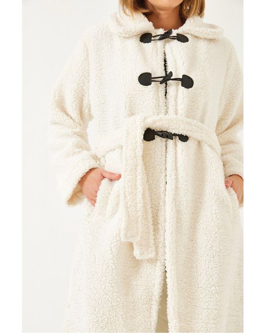 Bianco Lucci Natural Geknöpfter, Gefütterter Teddy-Mantel Mit Gürtel 938127 Für Damen