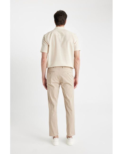 Defacto Normale Passform, Normal Geschnittene Sommer-Twill-Chino-Canvas-Hose Mit Taschen, Geradem Bein D1779Ax24Sp Für Herren in Natural für Herren