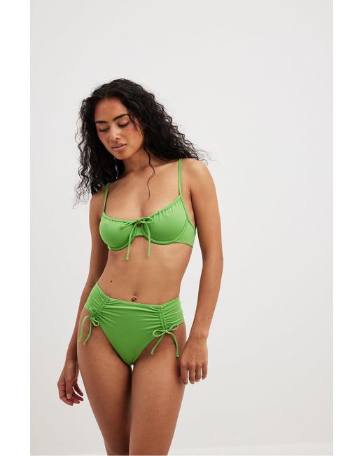 NA-KD Green Hochgeschnittenes bikinihöschen mit kordelzugdetail