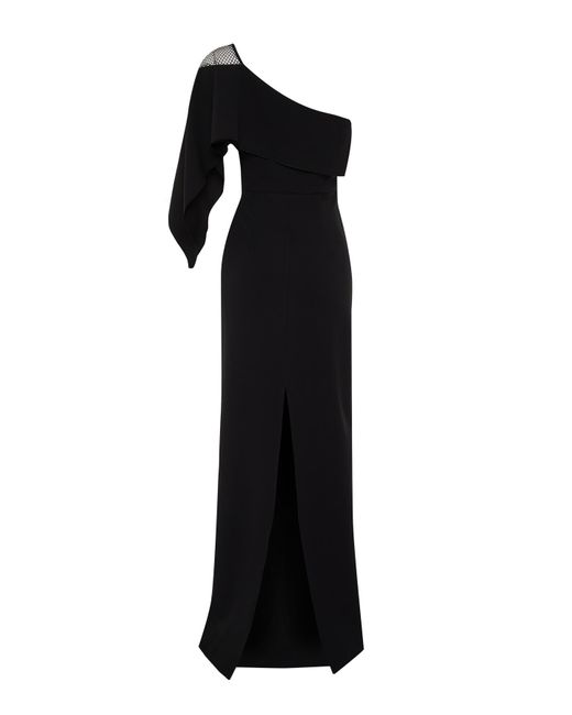 Trendyol Black Langes abendkleid mit einem ärmel und figurbetontem en stein-accessoire