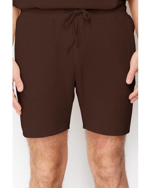 Trendyol Mittelgroße Ottoman-Shorts Mit Brauner Textur – Schnürung, Knitterfrei Für Herren in Brown für Herren
