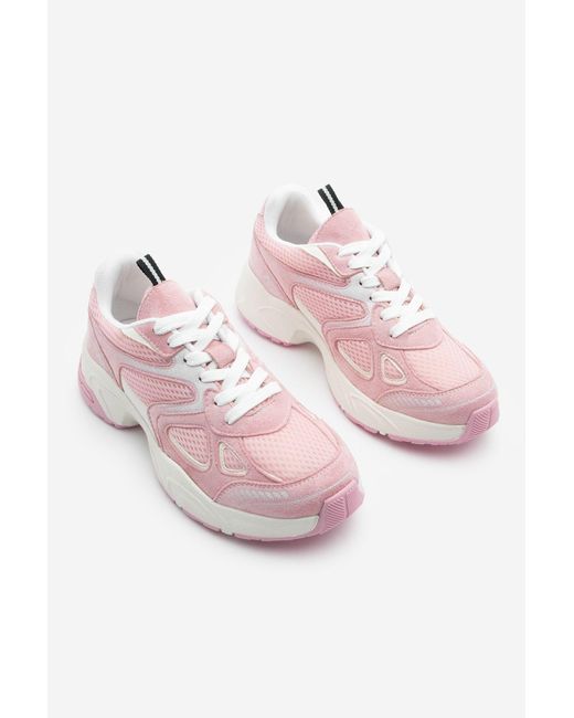 Marjin Pink Sneaker Dicke Sohle Schnürung Mesh Detaillierte Turnschuhe Sargen Für Damen