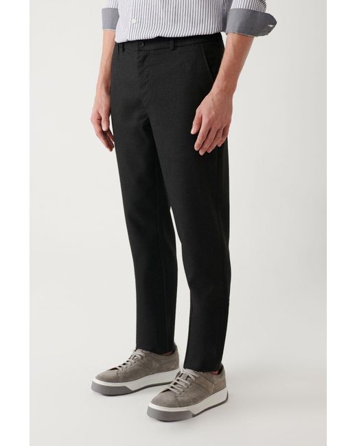 AVVA Schwarze Strukturierte Chino-Hose Mit Elastischem Bund A32Y3080 Für Herren in Gray für Herren