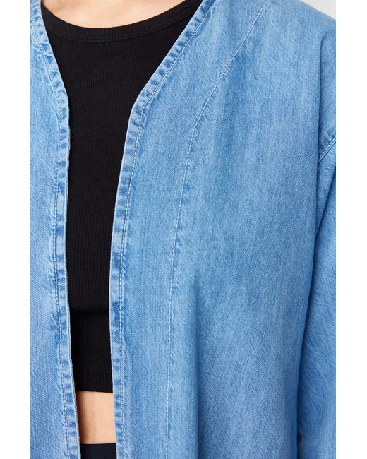 Trendyol Blue Helles maxi-jeanskleid – starrer schnitt, gerader wickellook, dezent