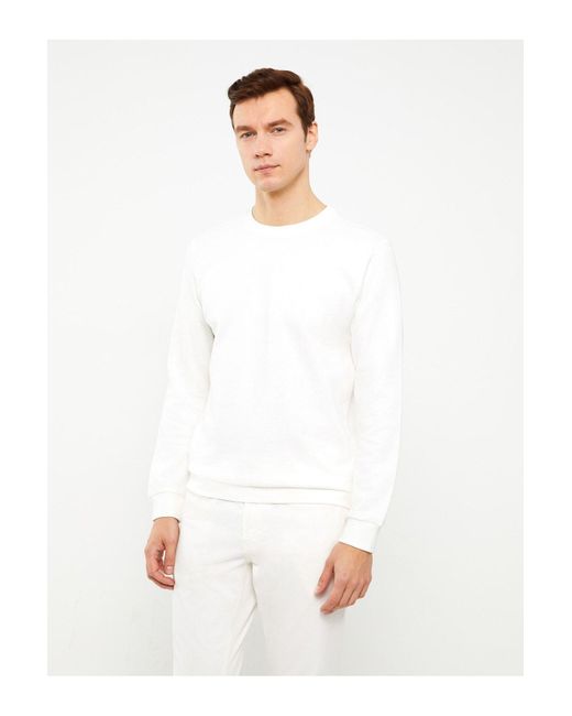 LC Waikiki Langärmliges sweatshirt mit rundhalsausschnitt in White für Herren