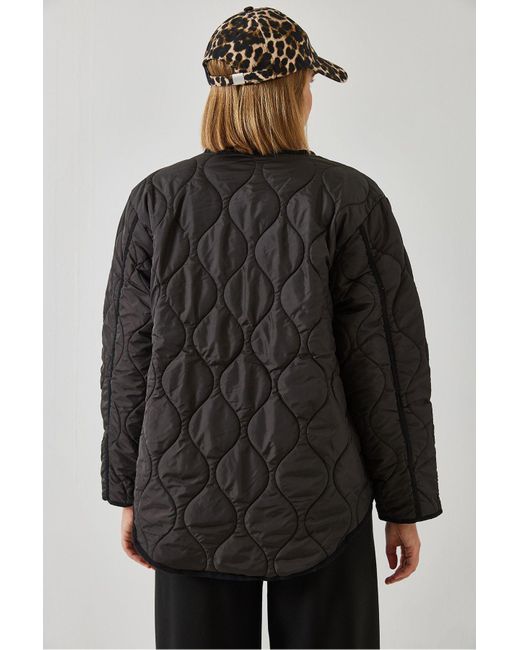 Bianco Lucci Black Gesteppter, Gemusterter Taschenmantel Für Damen