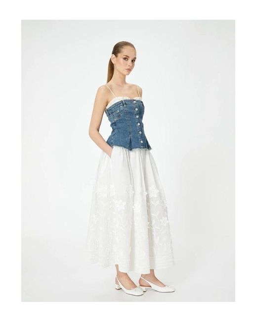 Koton White Weißer Midirock X Floral Bekleidung Für Damen