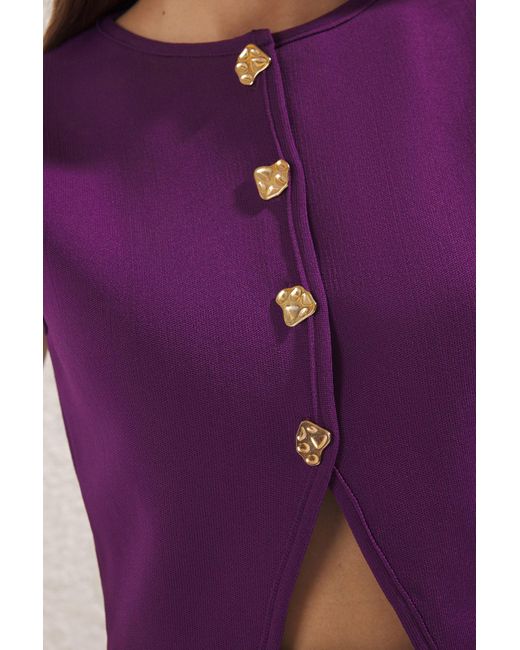 Trendyol Purple Slim-Crop-Weste Mit Rundhalsausschnitt Für Damen